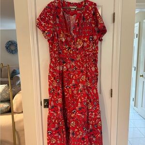 Anthropologie Red Print Maxi Dress
